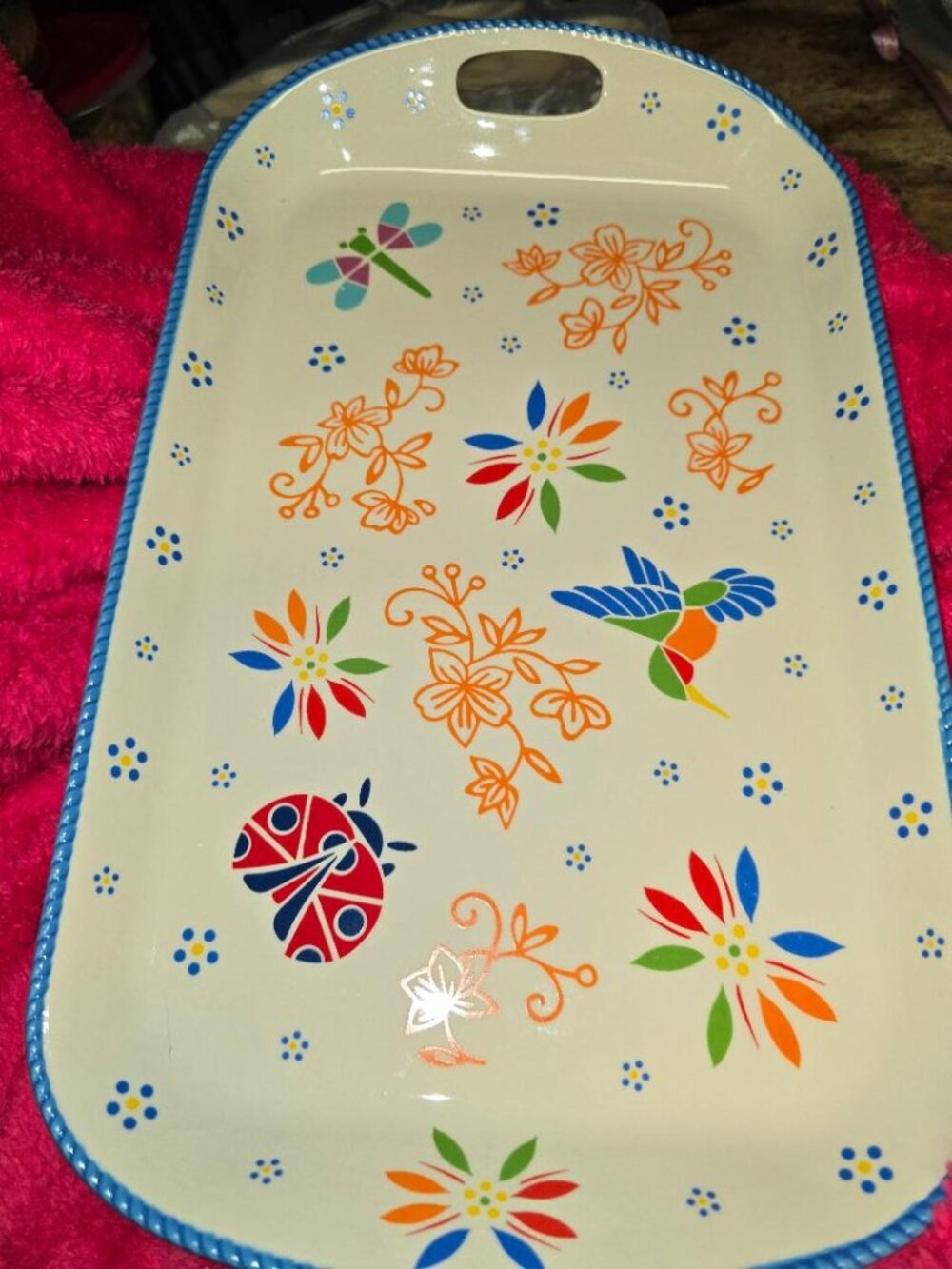 NEW Temp-tations Seasonal Garden 16" Serving Platter with Open Handle